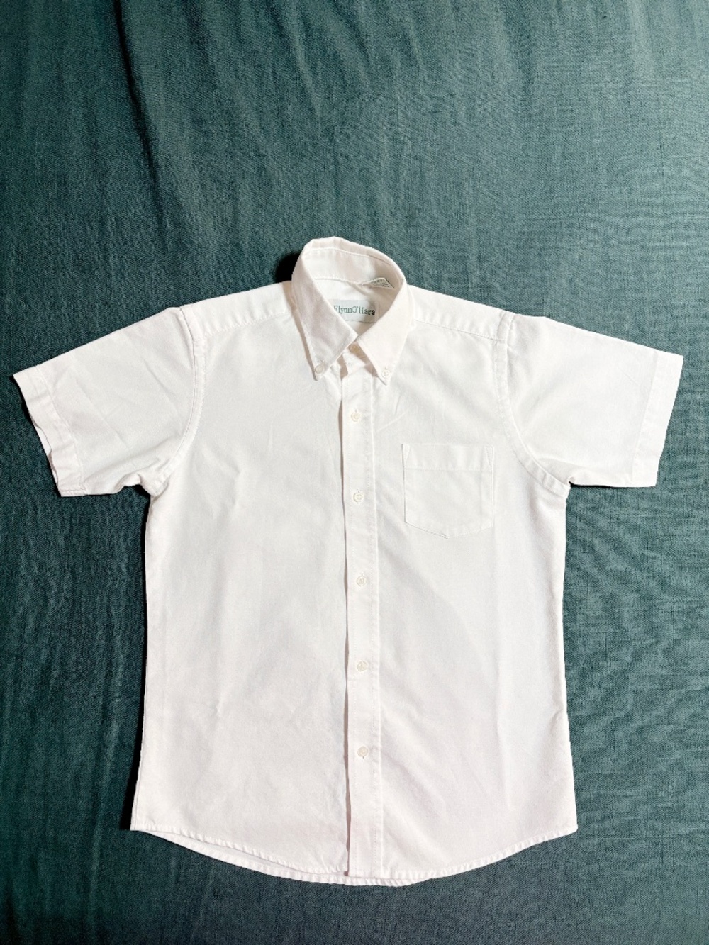 Flynn O’Hara - Size 12 Youth  White Button Boys Front Uniform Shirt